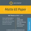 Matte 65 Paper 8.5"x11" - 100 Sheets