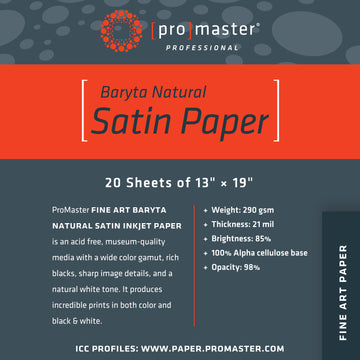 Fine Art Baryta Natural Satin Paper 13"x19"-20 Sheets