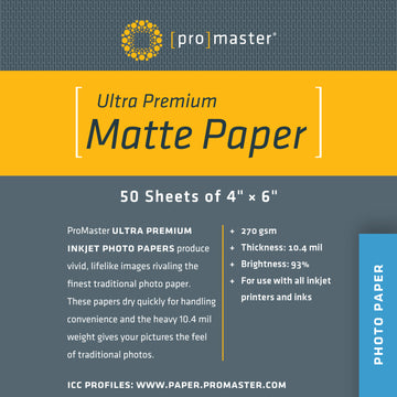 Ultra Premium Matte Paper - 4%22x6%22 - 50 Sheets