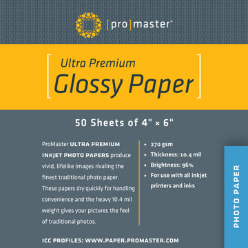 Ultra Premium Glossy Paper - 4%22x6%22 - 50 Sheets