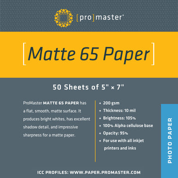 Matte 65 Paper 5%22x7%22 - 50 Sheets