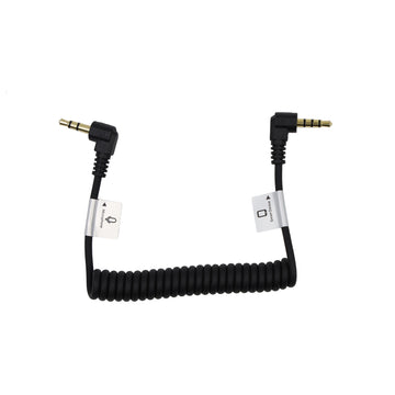 Audio Cable 3.5mm TRRS male right angle - 3.5mm TRS male right angle - 8 1%2f2%22 coiled