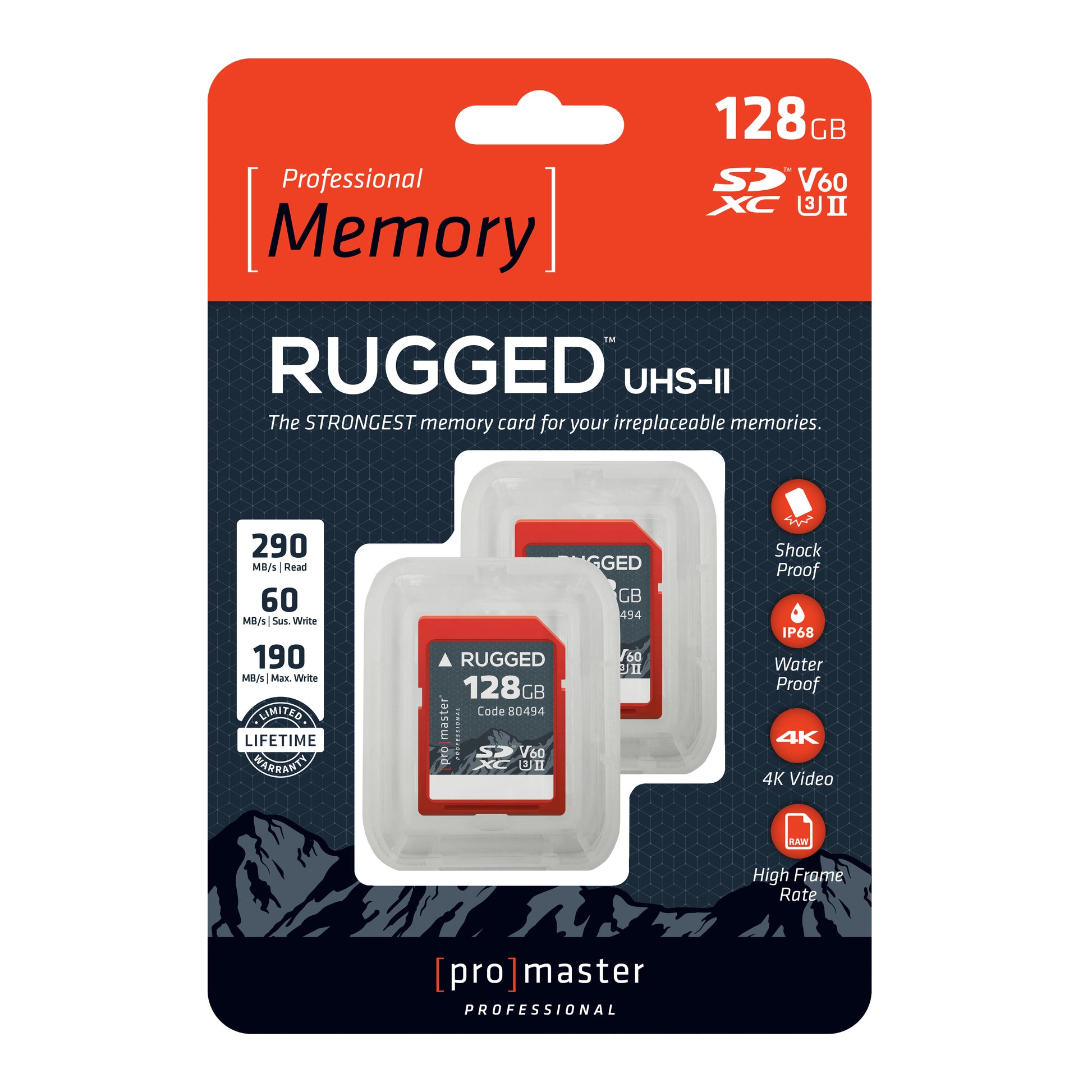 SDXC 128GB Rugged™ UHS-II V60 Memory Card Pack – ProMaster