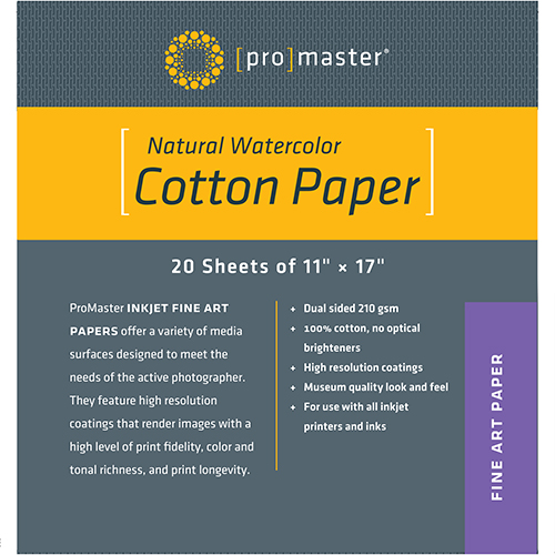 Natural Watercolor Cotton Paper - 11x17 - 20 Sheets