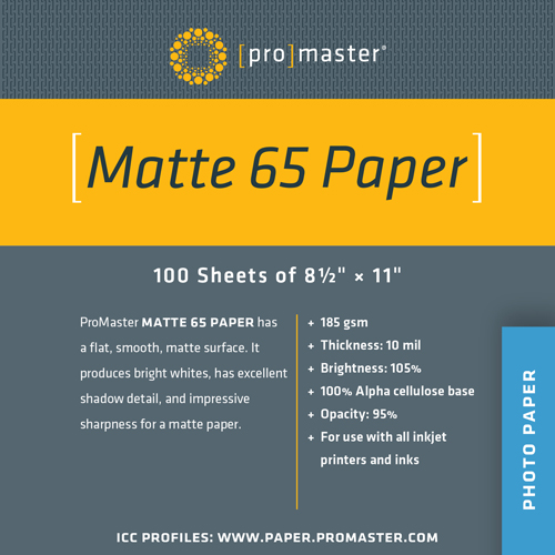 Matte 65 Paper 8.5x11 - 100 Sheets