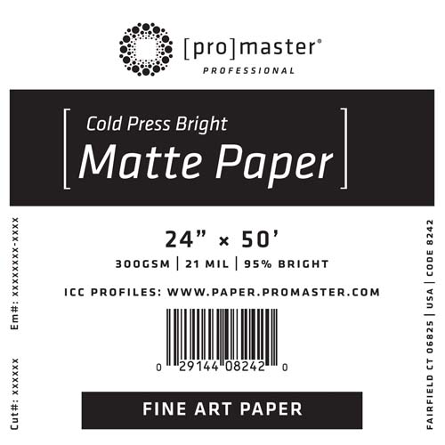 Midwest Photo ProMaster Fine Art Cold Press Bright Matte Paper - 8.5 x 11  - 20 Sheets